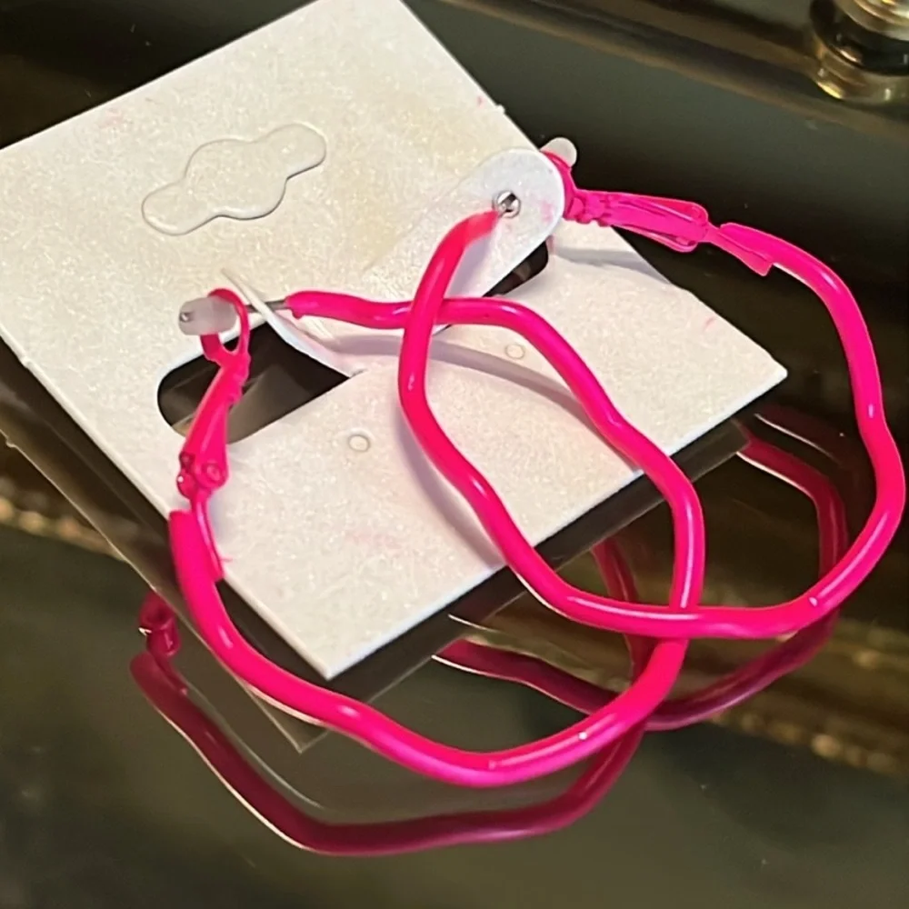 Hot Pink Hoop Earrings